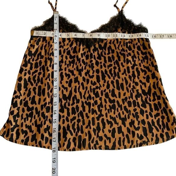 bp Camisole Top Leopard Print Brown Black Lace Fringe Spaghetti Straps XXS - Picture 5 of 9